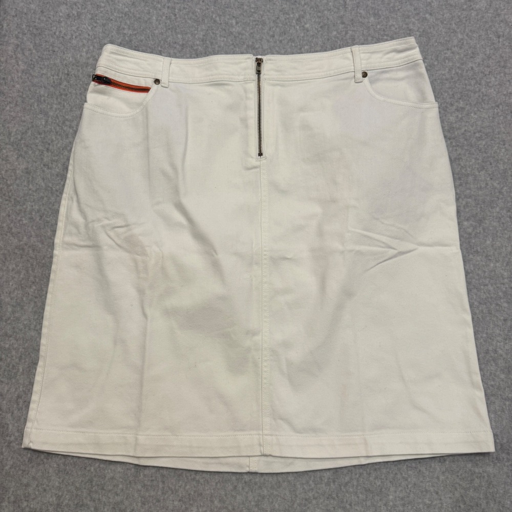 Motto Your Style Mantra White Denim Skirt Size 20W Orange Zip Accent QVC NEW
